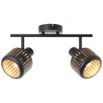 Brilliant Tyas Taklampa Aluminium Metall Svart Guld | Passande för 2x E14