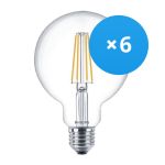 Flerpack 6x Philips Corepro LED Globe E27 Filament Klar 95mm 7W 806lm - 827 Extra Varm Vit | Ersättare 60W