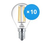 Flerpack 10x Philips Corepro LED Lustre E14 boll Filament Klar 4.3W 470lm - 827 Extra Varm Vit | Ersättare 40W