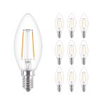 Flerpack 10x Philips Corepro LED Kronljus E14 filament klar 2W 250lm – 827 – ekstra varm hvid | erstatter 25W