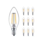 Flerpack 10x Philips MASTER Value LED Kronljus E14 Filament Klar 3.4W 470lm - 927 | Bästa färgåtergivning - Dimbar – Ersättare 40W