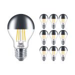 Flerpack 10x Philips Classic LED Lampa E27 Päron Mirror 7.2W 650lm 650lm - 827 Extra Varm Vit | Dimbar - Ersättare 60W
