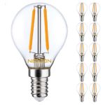 Flerpack 10x Noxion Lucent LED E14 boll Filament Klar 2.5W 250lm - 827 Extra Varm Vit | Ersättare 25W