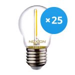 Flerpack 25x Noxion Lucent LED E27 boll Filament Klar 1.4W 136LM - 827 Extra Varm Vit | Ersättare 15W