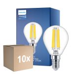 Flerpack 10x Philips Master Value LED Lustre E14 boll Filament Klar 3.4W 470lm - 927 Extra Varm Vit | Bästa färgåtergivning - Dimbar - Ersättare 40W