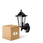 Flerpack 4x D'Lite Vägglampa Helora Svart | IP44 - Passande för 1x E27 - Rörelsesensor