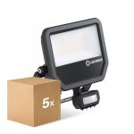 Flerpack 5x Ledvance LED Strålkastare Aluminium Svart 41W 6000lm 100D - 840 Kallvit | IP65 - Rörelse- Och Ljussensor - Symmetrisk
