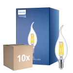 Flerpack 10x Philips MASTER LED E14 Böjd-tip Kronljus Filament Klar 3.4W 470lm - 922-927 Dim To Warm | Bästa Färgåtergivning - Dimbar - Ersättare 40W