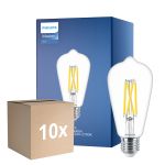 Flerpack 10x Philips MASTER Value LED Lampa E27 Edison Filament Klar 5.9W 806lm - 922-927 Dim to Warm | Bästa Färgåtergivning - Ersättare 60W