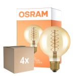 Flerpack 4x Osram Vintage 1906 LED E27 Globe Filament Gold 95mm 7W 600lm - 822 Extra Warm White | Dimmable