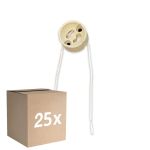 Flerpack 25x Universal GU10 Sockel - Universele GU10 Fitting - Vit 0.1m - 2 pole 0.5mm2 (För Noxion)