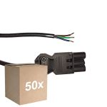 Flerpack 50x Noxion GST - Kompatibel Strömkabel Svart - Manlig + Öppna ändar - 0,3m - 3 pole 0,75mm2