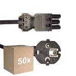 Flerpack 50x Noxion GST-Kompatibel Strömkabel - Kvinnlig + Schuko Europlug - Svart 1.5m - 3 pole 0.75mm2