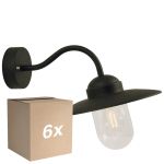 Flerpack 6x Nordlux Luxe Vägglampa Metall Svart | Passande för E27