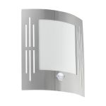 Eglo Vägglampa City Rostfritt Stål | IP44 - Passande för 1x E27 - Rörelsesensor