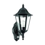 Eglo Vägglampa Navedo Aluminium Svart | IP44 - Passande för 1x E27 - Rörelsesensor