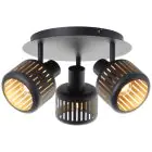 Brilliant Tyas Taklampa  Aluminium Metall Svart Guld | 370mm -  Passande för 3x E14