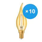 Flerpack 10x Ledvance Vintage 1906 LED E14 Kronljus Guld 1.5W 120lm - 824 Extra Varm Vit | Ersättare 15W