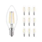 Flerpack 10x Philips Corepro LED Kronljus E14 Filament Klar 4.3W 470lm - 827 Extra Varm Vit | Ersättare 40W