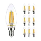 Flerpack 10x Noxion Lucent LED E14 Kronljus Filament Klar 4.5W 470lm - 827 Extra Varm Vit | Dimbar - Ersättare 40W