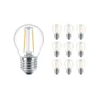 Flerpack 10x Philips Corepro LED Lustre E27 boll Filament Klar 2W 250lm - 827 Extra Varm Vit | Ersättare 25W