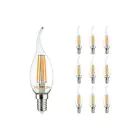Flerpack 10x Noxion Lucent LED E14 Bøyd spiss Kronljus Filament Klar 4.5W 470lm - 827 Extra Varm Vit | Dimbar - Ersättare 40W