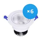 Flerpack 6x Bright Choice LED Downlight Runda Lutningsbar 15W 1200lm 60D - 930 Varm Vit | 135mm - Utskärning   110mm - UGR 