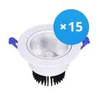 Flerpack 15x Bright Choice LED Downlight Runda Lutningsbar 15W 1200lm 60D - 930 Varm Vit | 135mm - Utskärning   110mm - UGR 