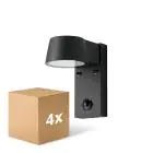 Flerpack 4x D'Lite Vägglampa Lira Svart 7W 600lm 830 Varm Vit | IP54 - Rörelsesensor