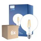 Flerpack 6x Philips MASTER Value LED Globe E27 120mm Filament Klar 5.9W 806lm - 927 Extra Varm Vit | Bästa färgåtergivning - Ersättare 60W