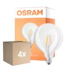 Flerpack 4x Osram SuperStar LED E27 Globe 125mm Filament Klar 7W 806lm - 822-827 Dim To Warm | Dimbar - Ersättare 60W