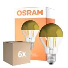 Flerpack 6x Osram Classic LED E27 Päron Filament Mirror Guld 4W 400lm - 827 Extra Varm Vit | Ersättare 35W