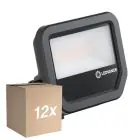 Flerpack 12x Ledvance LED Strålkastare Aluminium Svart 17W 2400lm 100D - 865 Dagsljus | IP66 - Symmetrisk