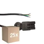 Flerpack 25x Noxion GST - Kompatibel Strömkabel Svart - Manlig + Öppna ändar - 3m - 3 pole 0,75mm2