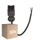 Flerpack 50x Noxion GST - Kompatibel Strömkabel Svart - Manlig + Öppna ändar - 0,3m - 2 pole 0,75mm2