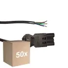 Flerpack 50x Noxion GST - Kompatibel Strömkabel Svart - Manlig + Öppna ändar - 0,3m - 3 pole 0,75mm2