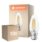 Flerpack 10x Ledvance Classic LED B22 Kronljus Filament Klar 3.4W 470lm - 827 Extra Varm Vit | Ersättare 40W