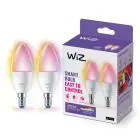 Dubbelpack 2x WiZ Smart LED E14 Kronljus Matt 5W 470lm | Bästa Färgåtergivning - Dimbar - Ersättare 40W